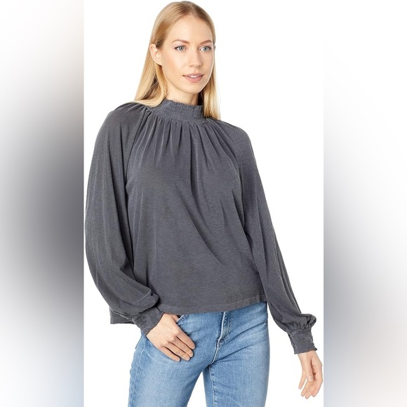 SUNDRY Smock Neck Puff Raglan Sleeve Top in Pima Cotton. White. Size 1. NWT! - Picture 4 of 4